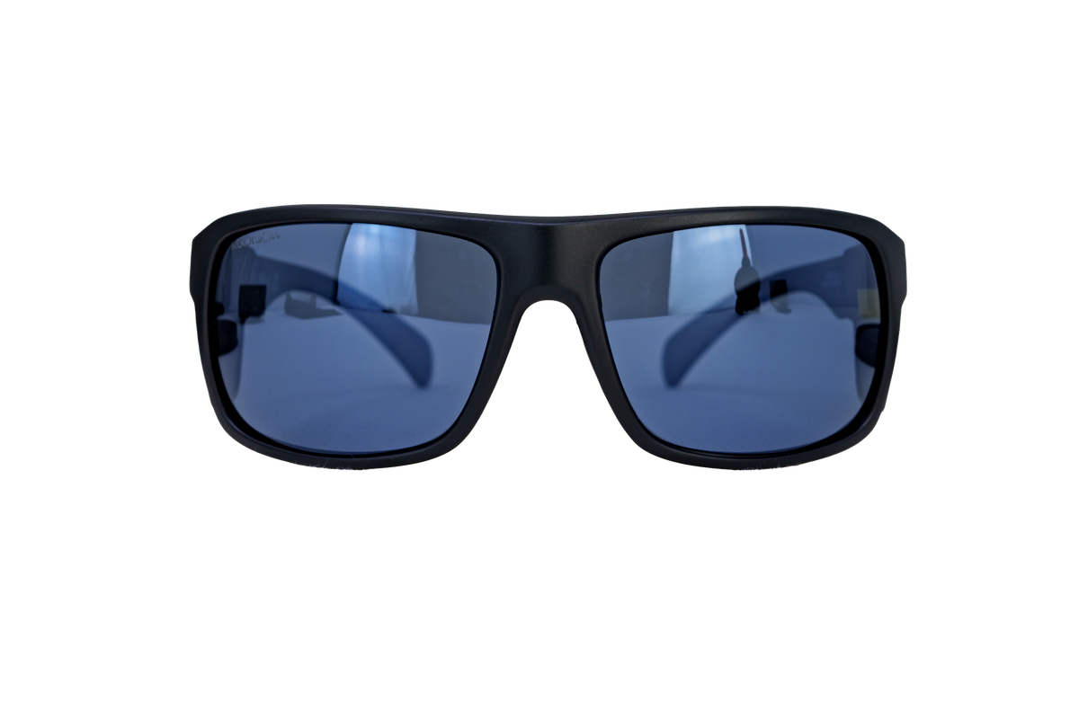 Trevi sunglasses with black frame and blue mirrored lenses