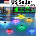 Solar LED floating light ball with clear dome, rotating RGB glow in water