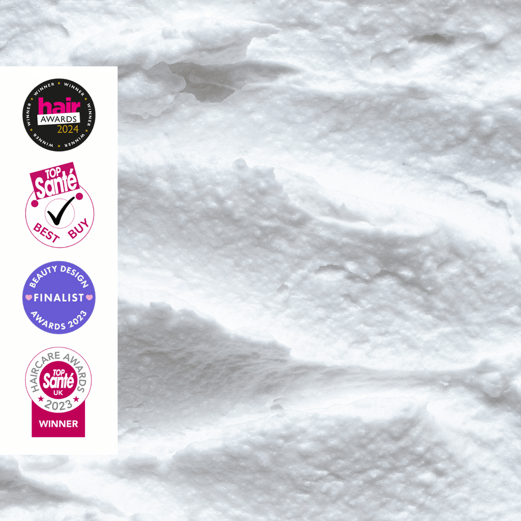 UpCircle shampoo creme award badges on white background.