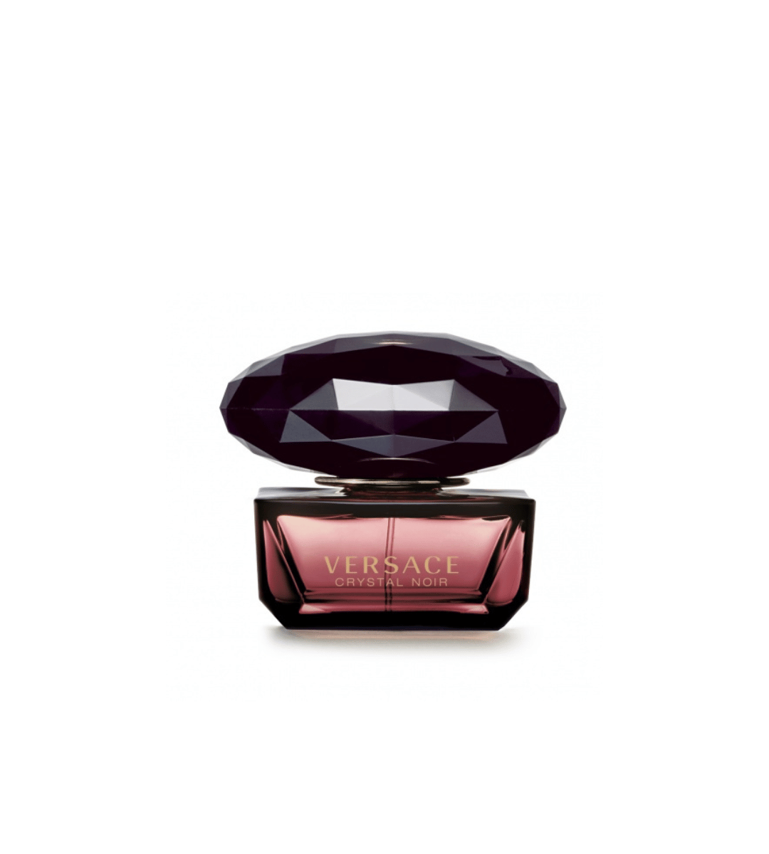 Versace Crystal Noir Eau de Parfum bottle with dark purple faceted lid
