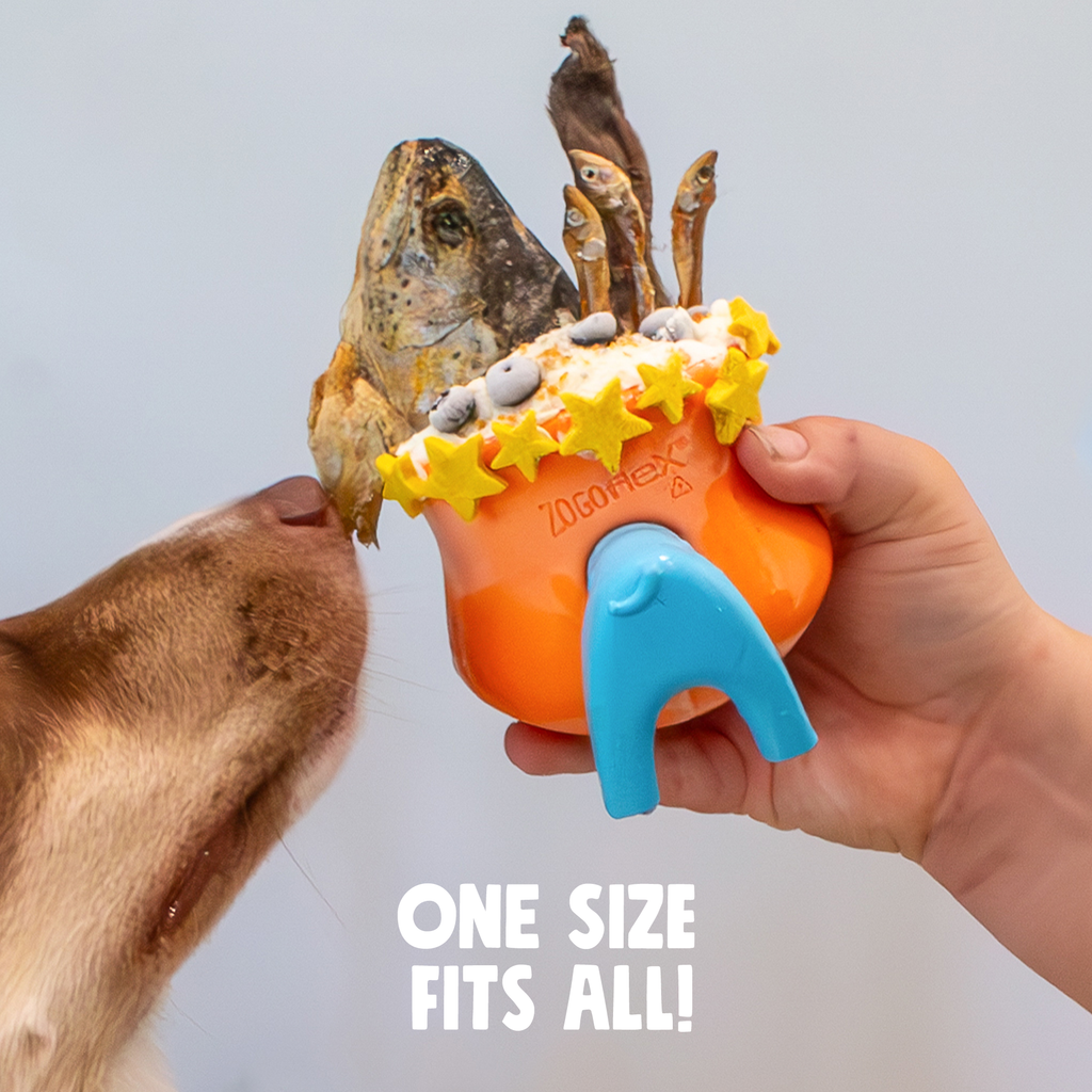 Orange bottle stopper with blue animal topper and star-shaped decorations
