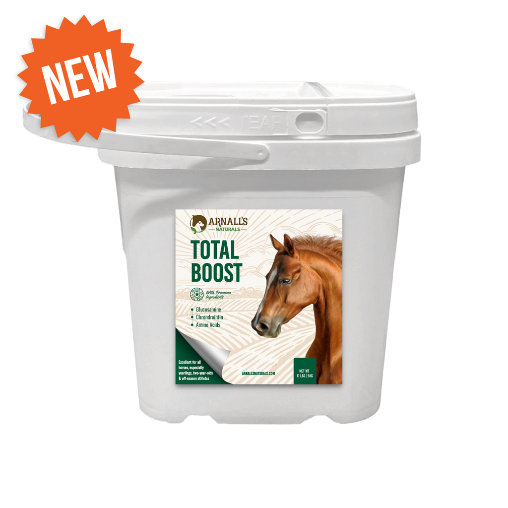 White supplement tub with Arnal's Naturals Total Boost label and lid