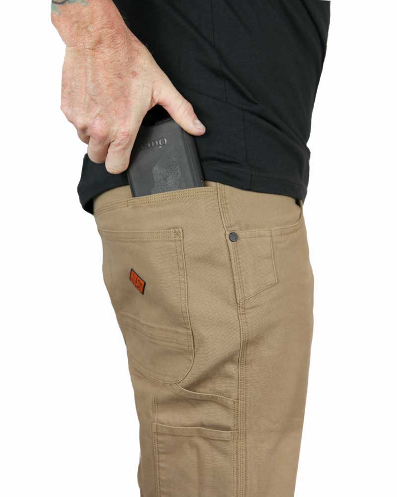 Coyote tan standard-fit pants with belt loops and front pockets