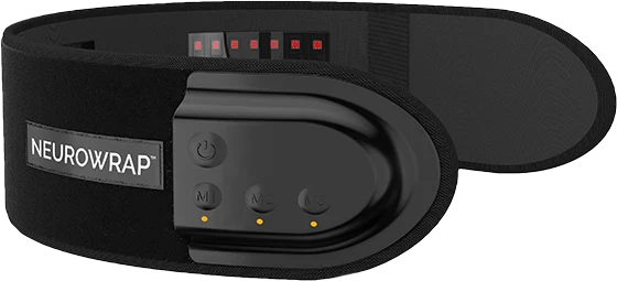 NeuroPulse PRO black headband device with control module and indicator lights
