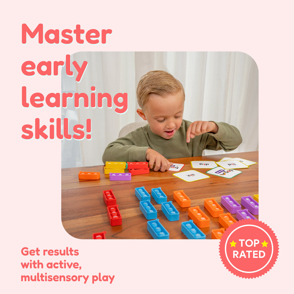 Early learning activity set with colorful counting blocks and learning cards
