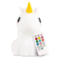 White silicone unicorn night light with yellow horn and remote control