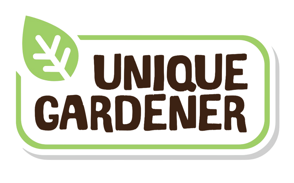 Unique Gardener logo with a green leaf icon