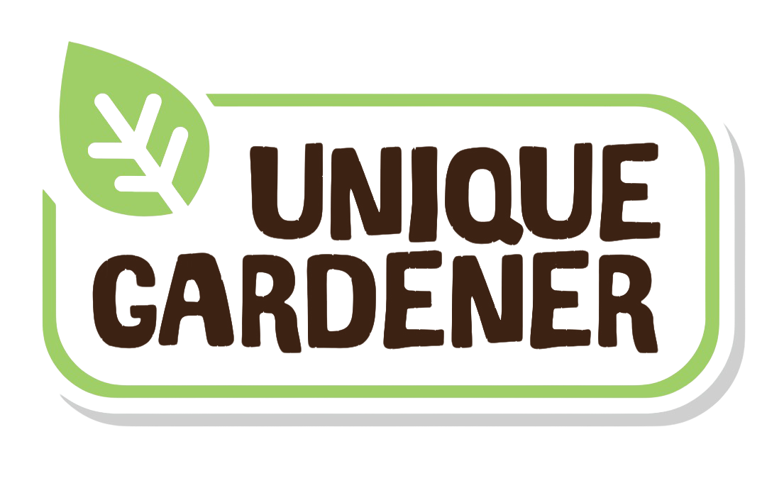 Unique Gardener logo with a green leaf emblem
