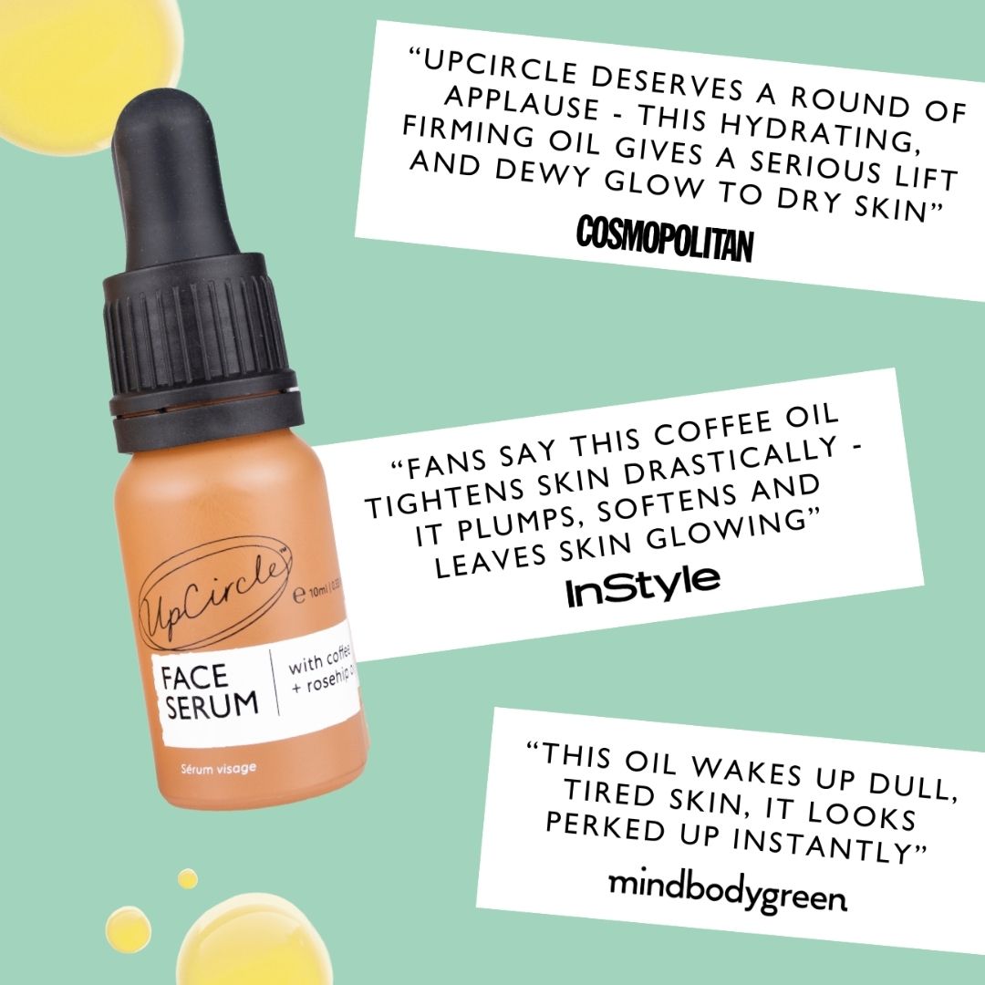 Face serum bottle from UpCircle with dropper-style pump
