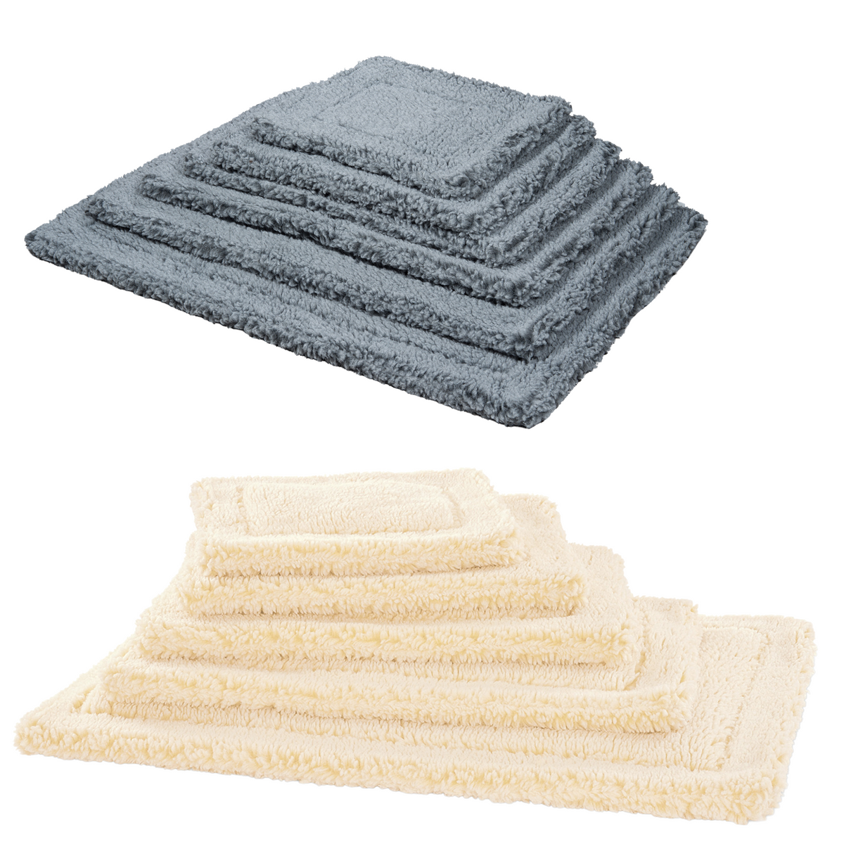 Gray fleece mat cat and dog bed with layered, ribbed top
