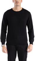 Men's black crewneck knitted pullover sweater with long sleeves, slim fit
