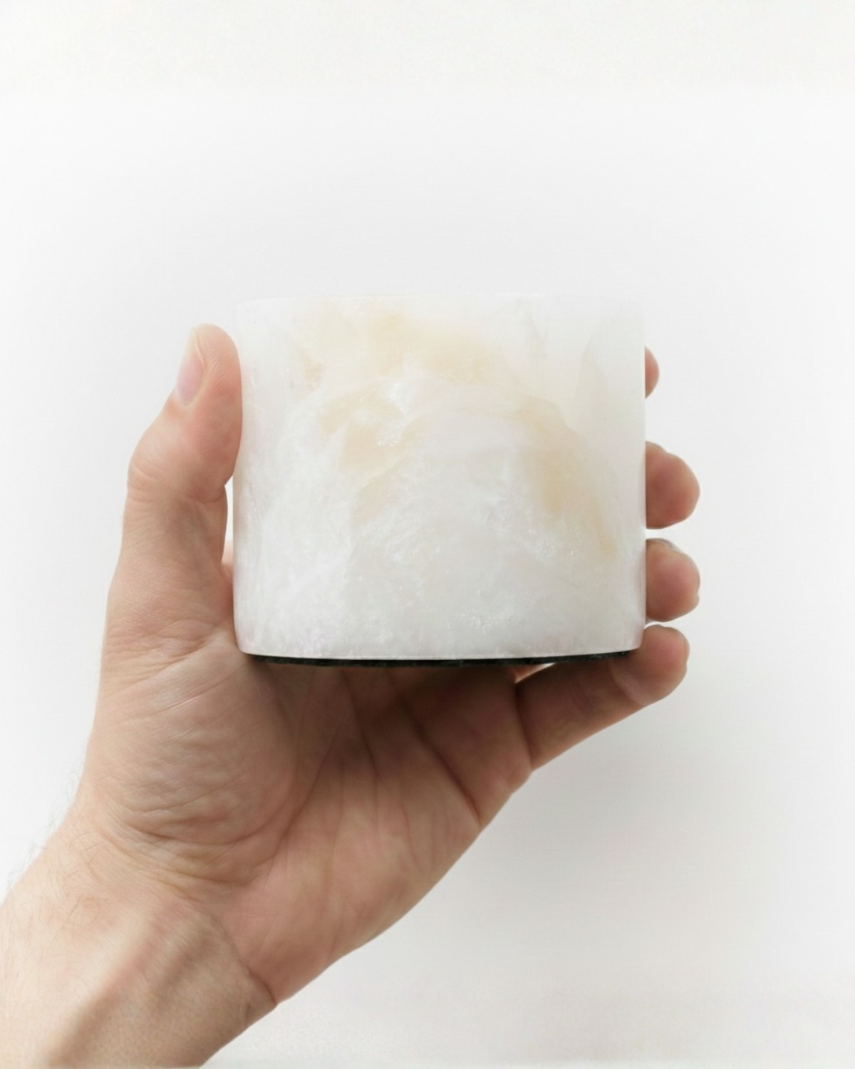 Frosted square diffuser for portable lamp, held in hand