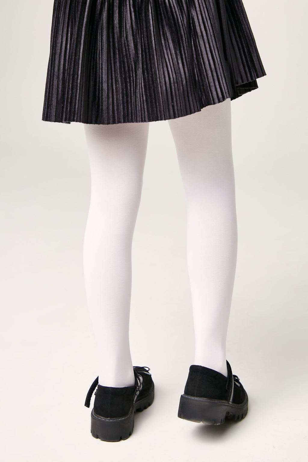Girls 60 den velour tights in light color, full legs with smooth velour finish