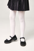 Girls 60 den velour tights in light color, smooth matte finish, full length