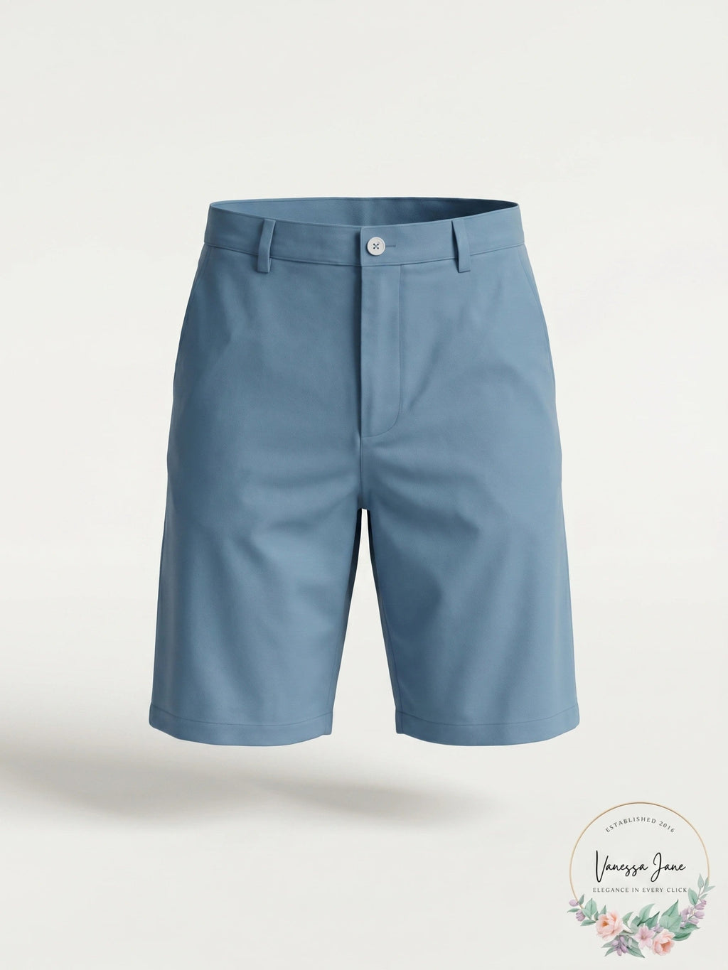 Calvin Klein men's stretch shorts in blue, flat front view