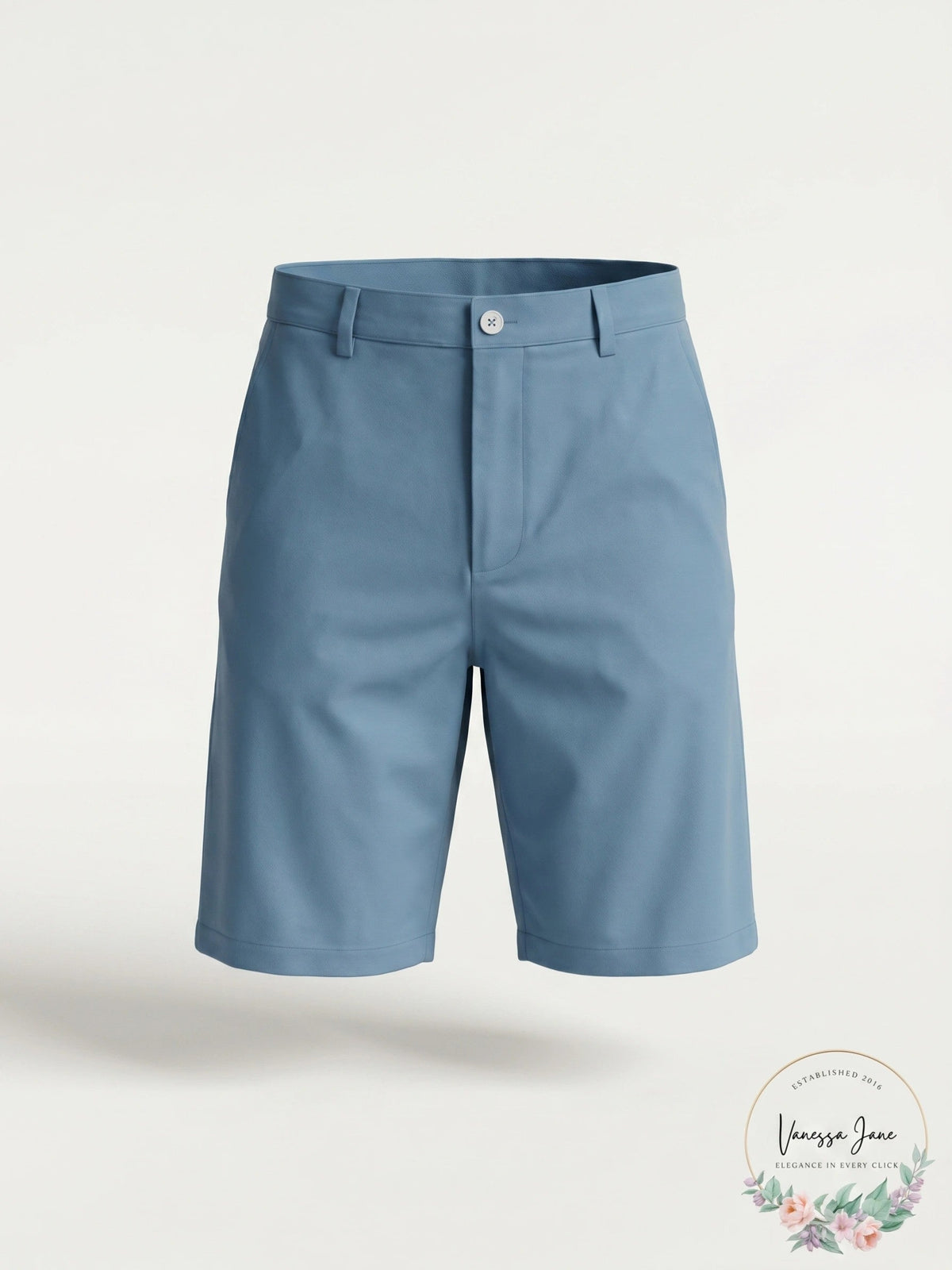 Calvin Klein men's stretch shorts in blue, flat front view
