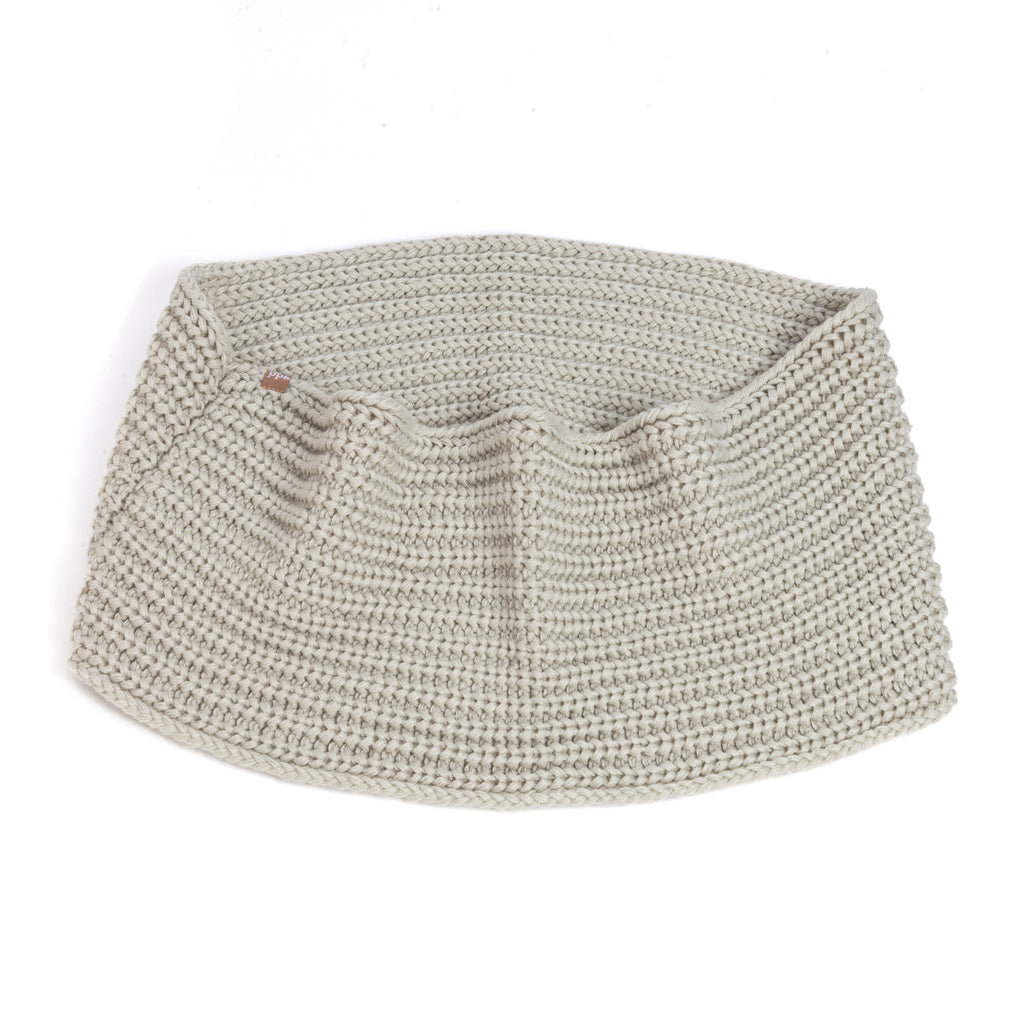 Kids heather grey infinity scarf, textured knit with ribbed weave