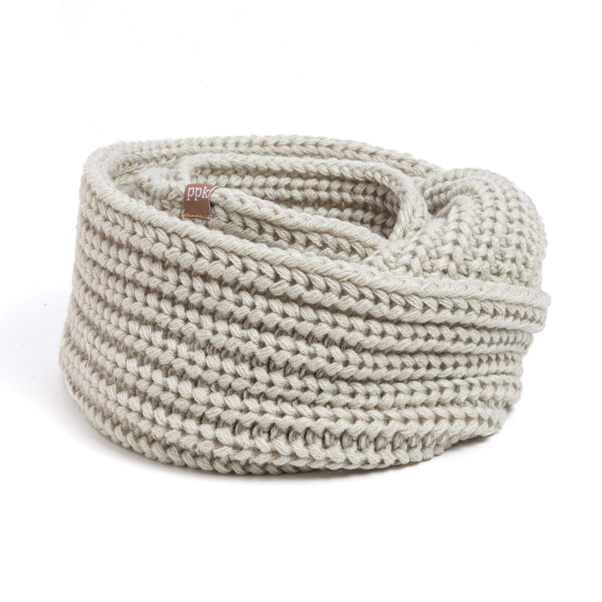 Kids heather grey infinity scarf, chunky ribbed knit