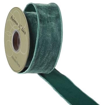 Teal velvet ribbon on spool, 2.5-inch wide roll