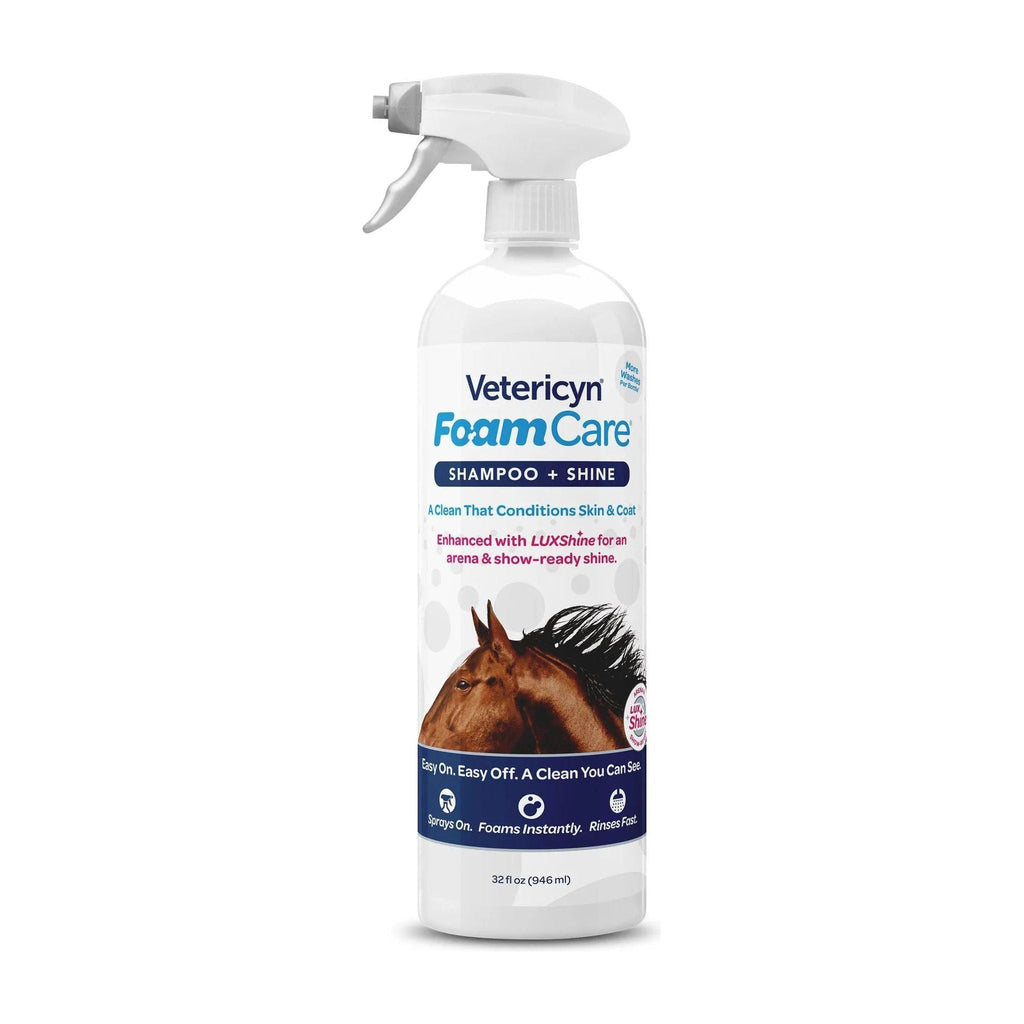 Vetericyn FoamCare equine shampoo bottle with spray nozzle, 32 fl oz