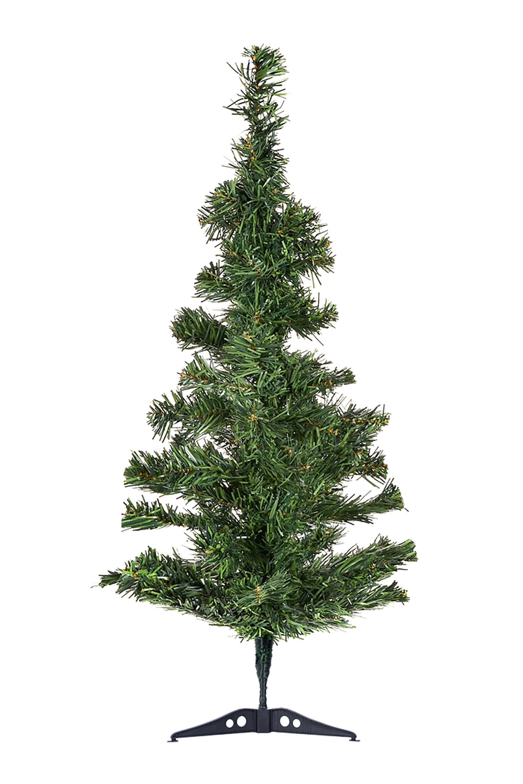 Green tabletop artificial Christmas tree with stand and full, layered branches
