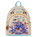 Cream mini backpack with blue trim; Mickey and friends Halloween scene on front