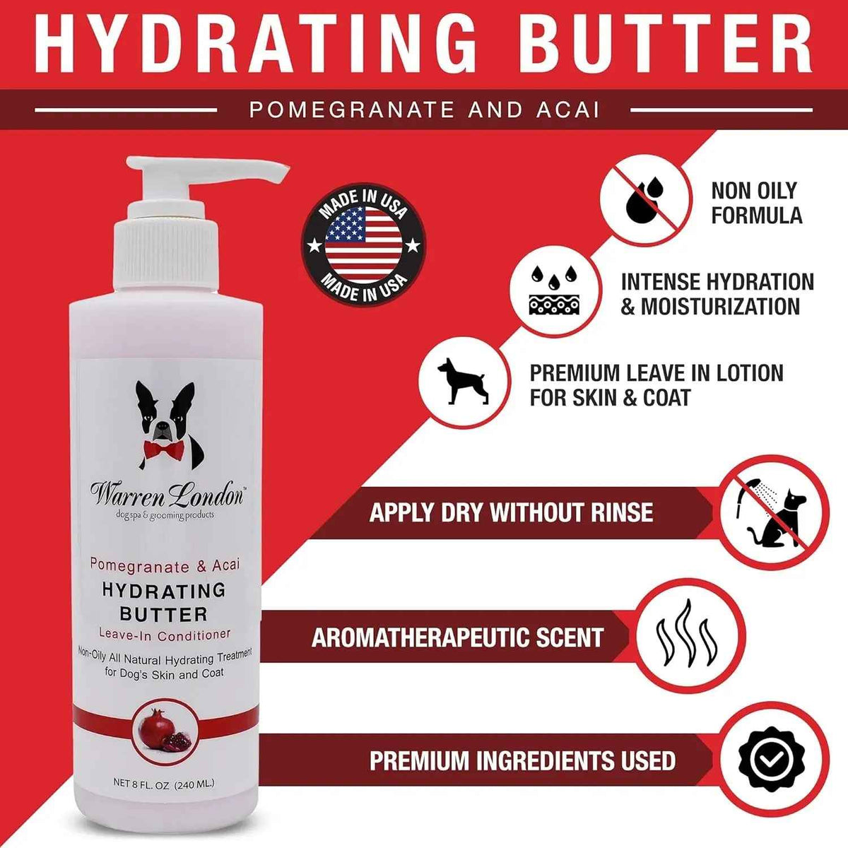 Warren London pomegranate and acai hydrating leave-in butter conditioner bottle