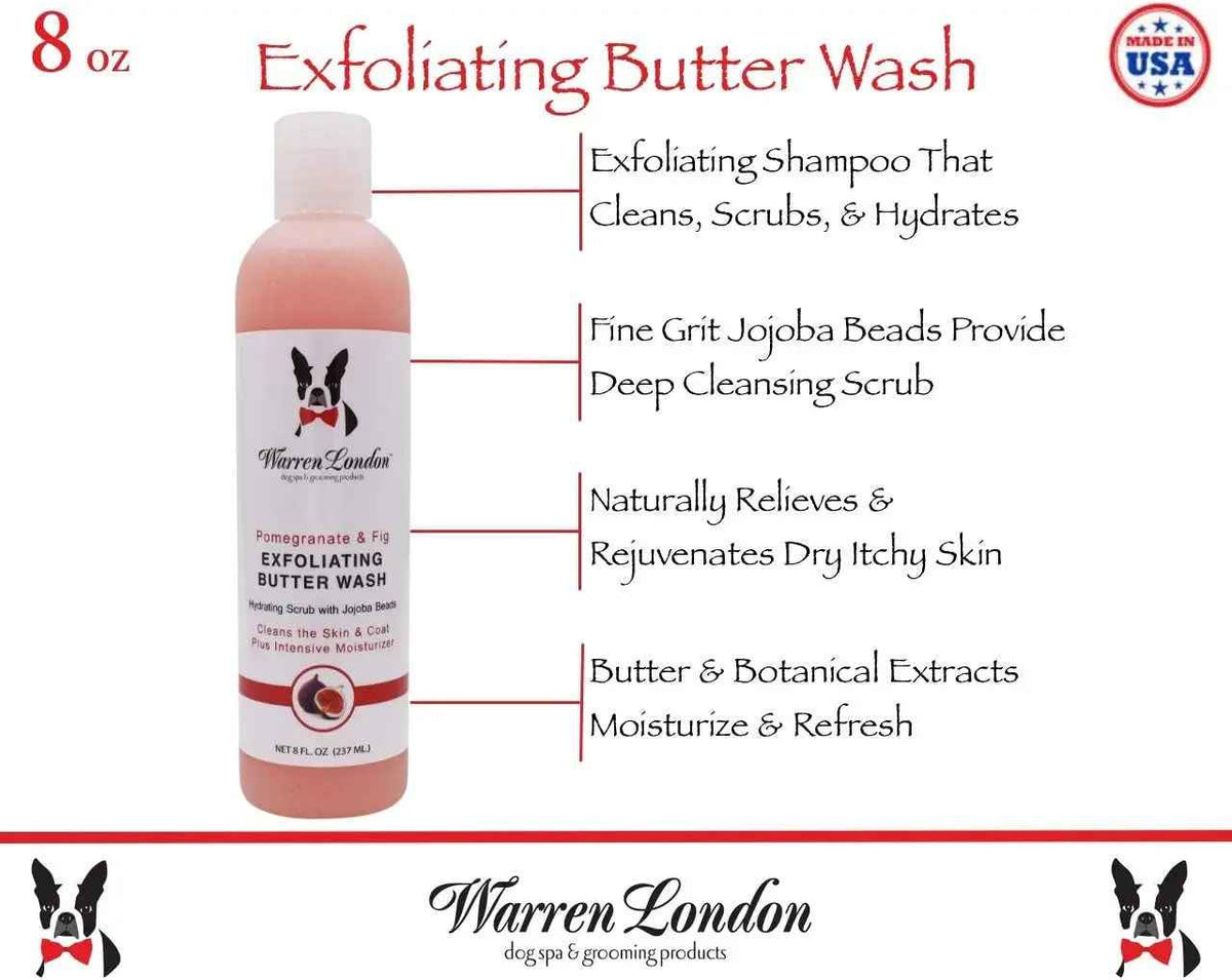 Warren London exfoliating butter wash in a pink bottle
