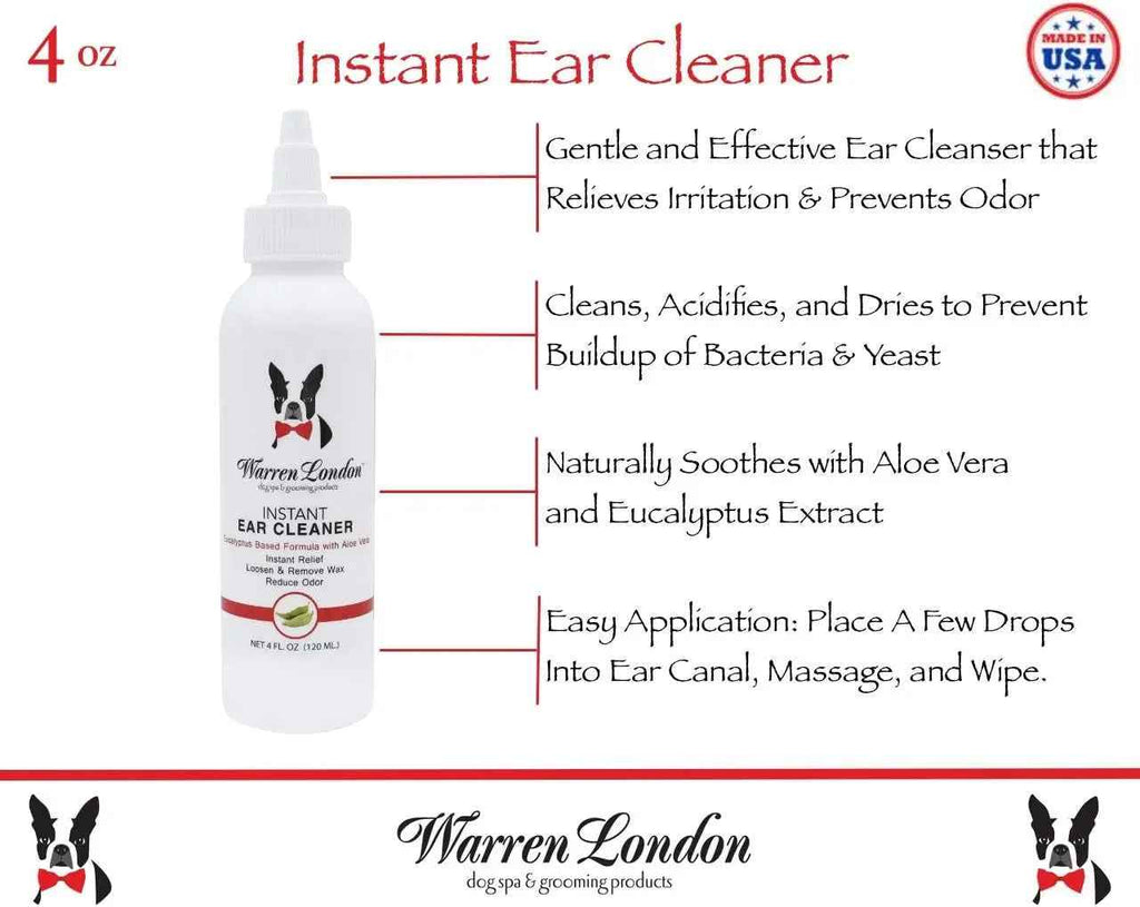 Warren London instant ear cleaner in a white dropper bottle