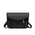 Black waterproof messenger bag with flap and front pocket