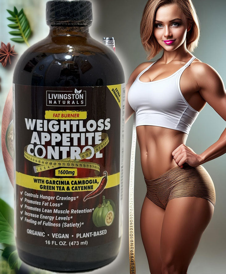 Livingston Naturals herbal appetite control supplement bottle with weight loss label