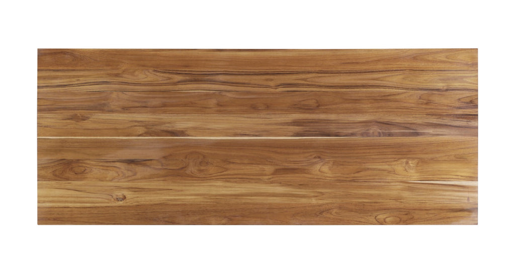 Teak wood kitchen island panel with visible natural grain