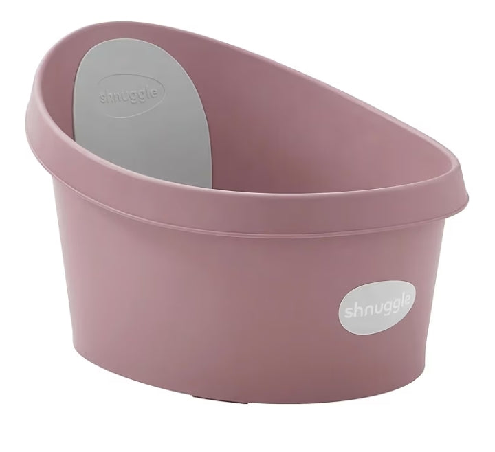 Toddler bath tub in pink with grey backrest insert