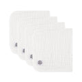 4-pack white muslin burp cloths with tree patch, square textured weave