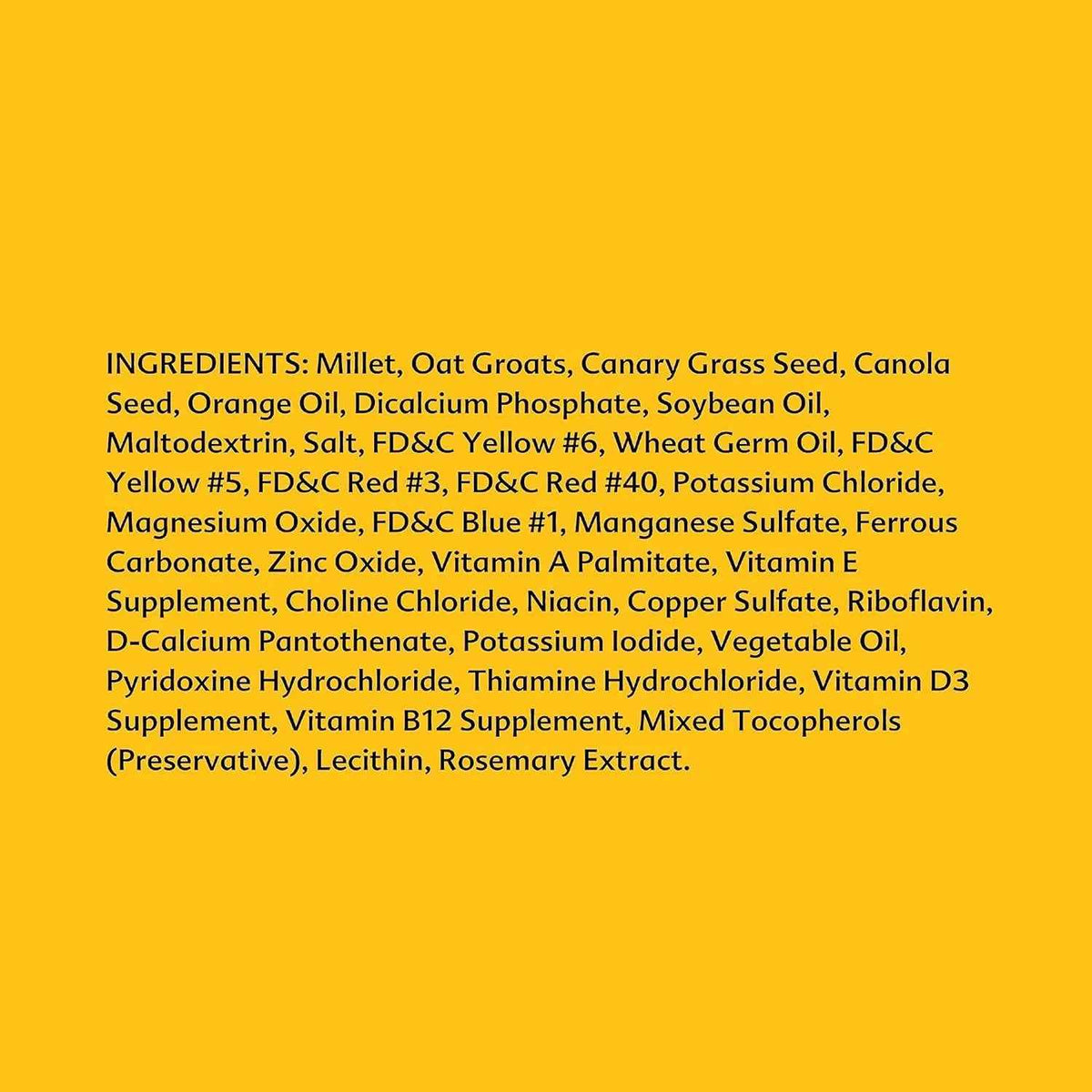 Daily Blend bird food ingredients list label