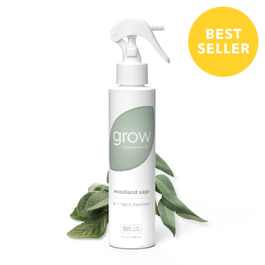 Woodland sage air + fabric spray bottle with white trigger sprayer