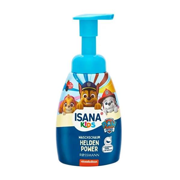 Isana Kids foaming soap bottle with Paw Patrol characters and blue pump