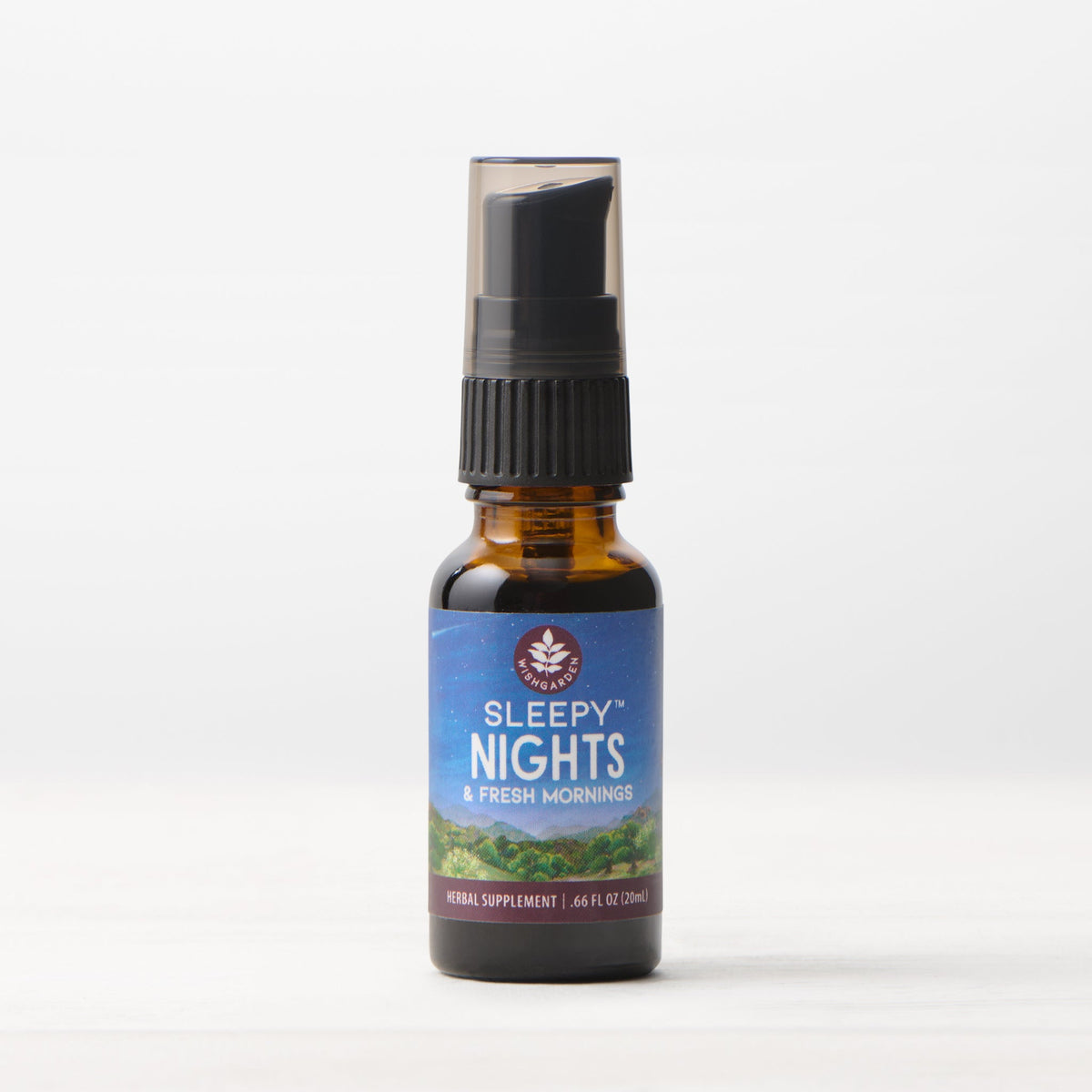 Sleepy Nights fresh mornings herbal spray bottle with amber glass and black pump