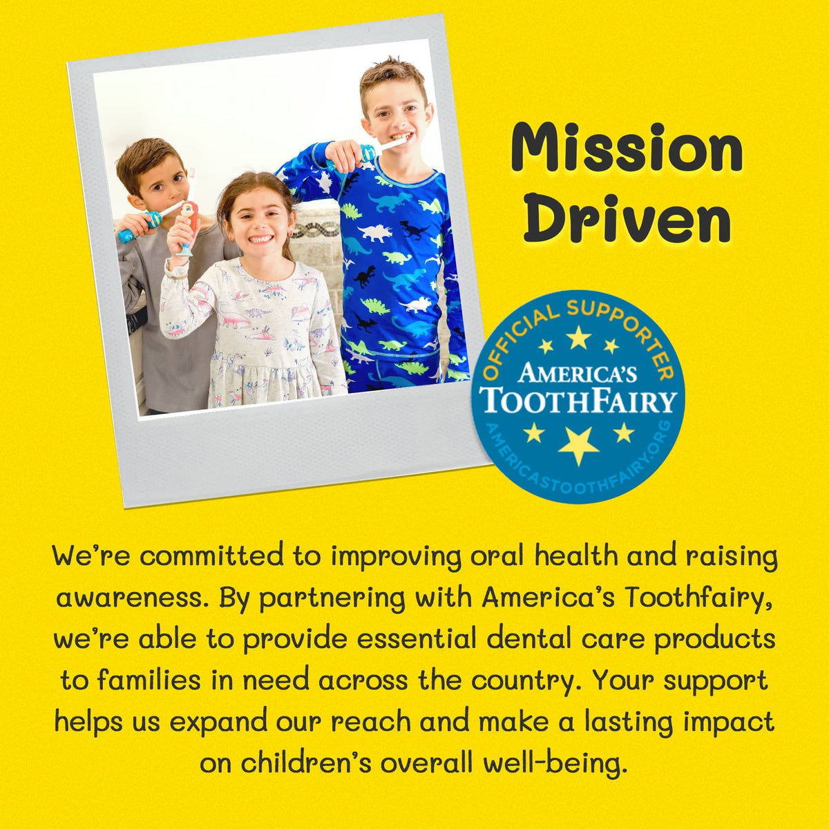 Toothbrush timer mission badge with America’s Toothfairy official seal