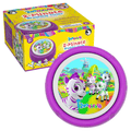Purple circular toothbrush timer with Zoonicorn character graphic on white ring
