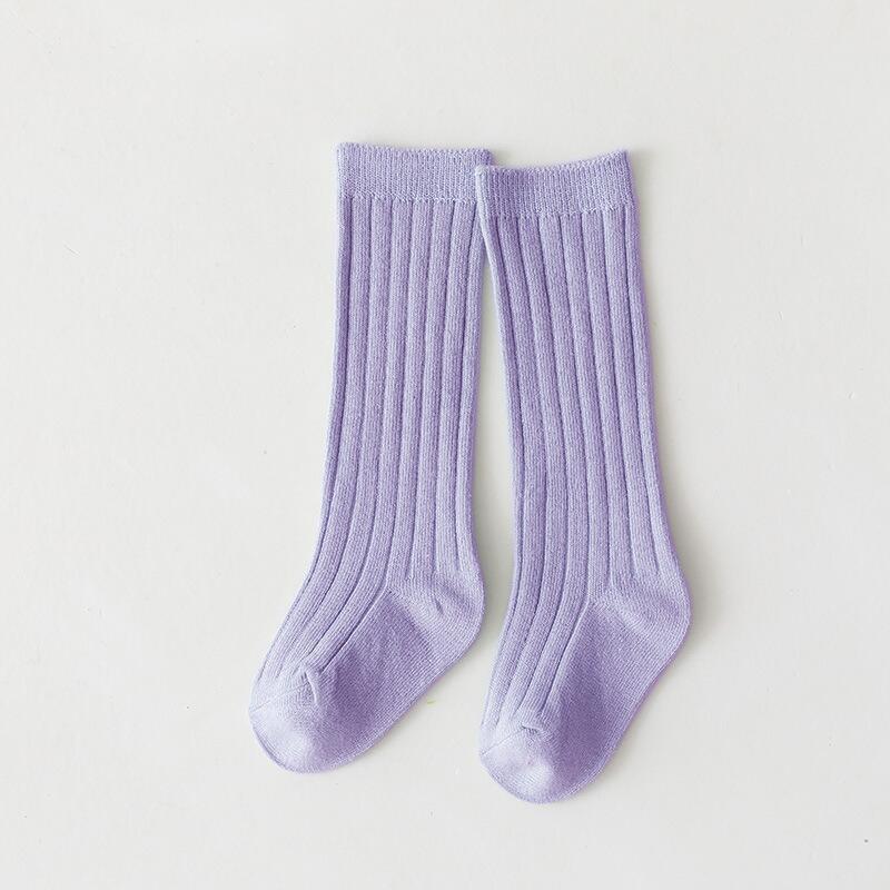 Baby ribbed crew socks, lavender purple, middle-long length, pair view