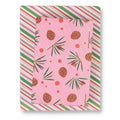 Eco wrapping paper sheet with pink pinecone and pine sprig pattern