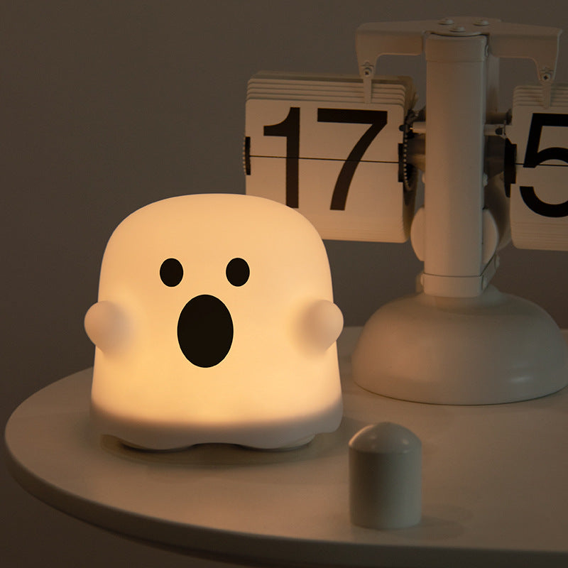 Soft silicone animal bedside night light with warm white LED glow and touch sensor