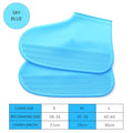 Sky blue silicone shoe cover boots with chevron tread, pair stacked