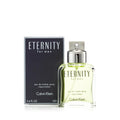 Eternity for Men eau de toilette spray bottle with silver cap and green glass