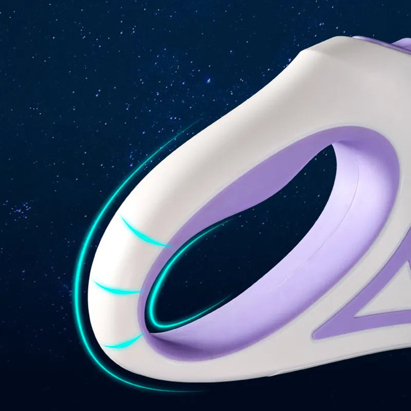 Purple LED retractable pet leash handle close-up with glowing edge light around loop