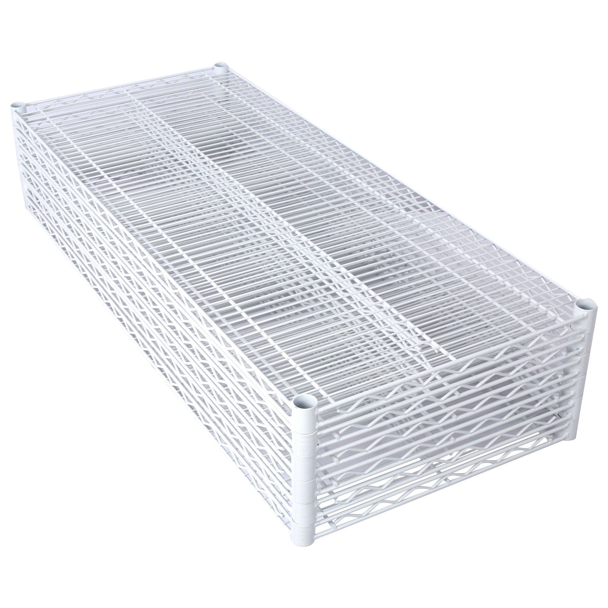 White wire shelf liner panel with raised grid edges for covering shelving