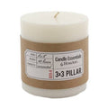 Ivory 3x3 pillar candle with brown label, wick top, Candle Essentials by HoMART.