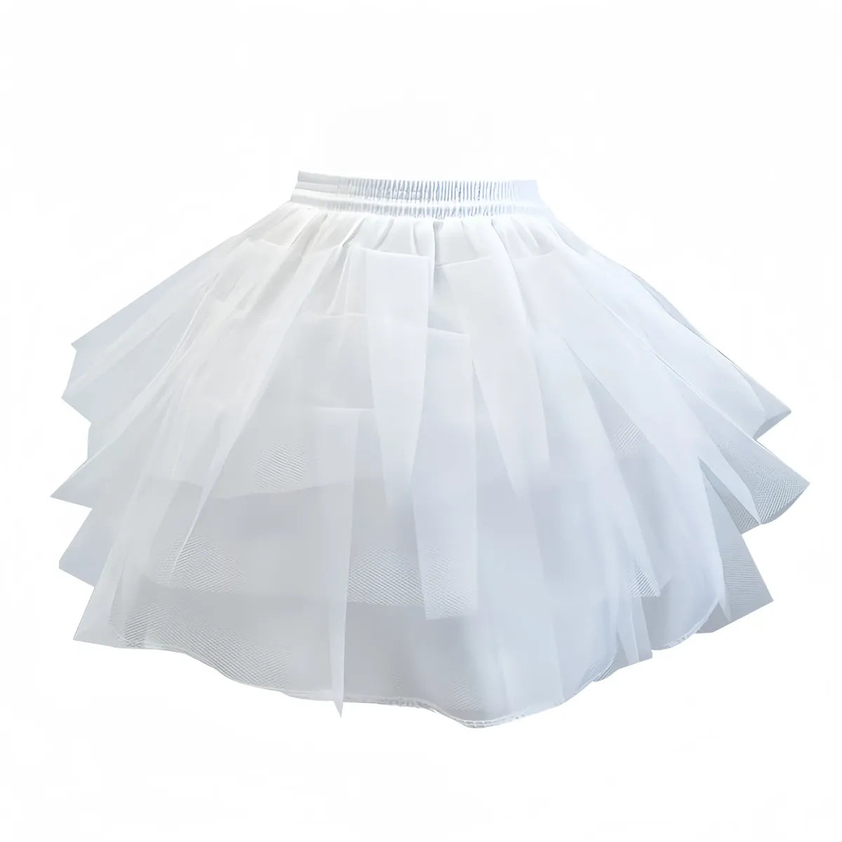 White tiered tulle skirt with gathered waistband for cosplay