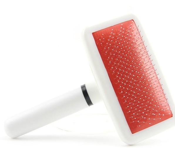 Beauty brush with white handle and red pin head